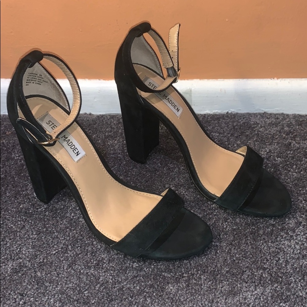 Steve Madden Carrson Black Heels in Suede
